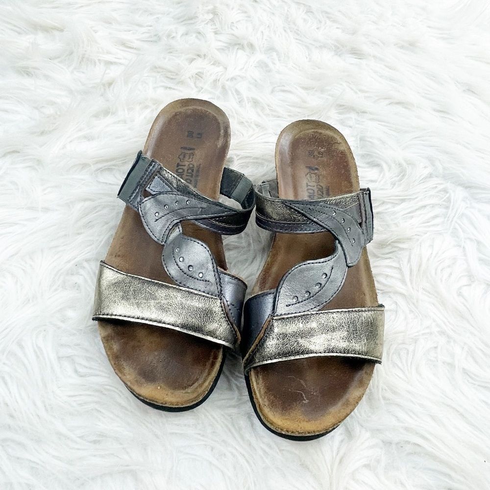 Naot Kimberly Metallic Leather Rhinestone  Cork Sandals - Picture 6 of 11